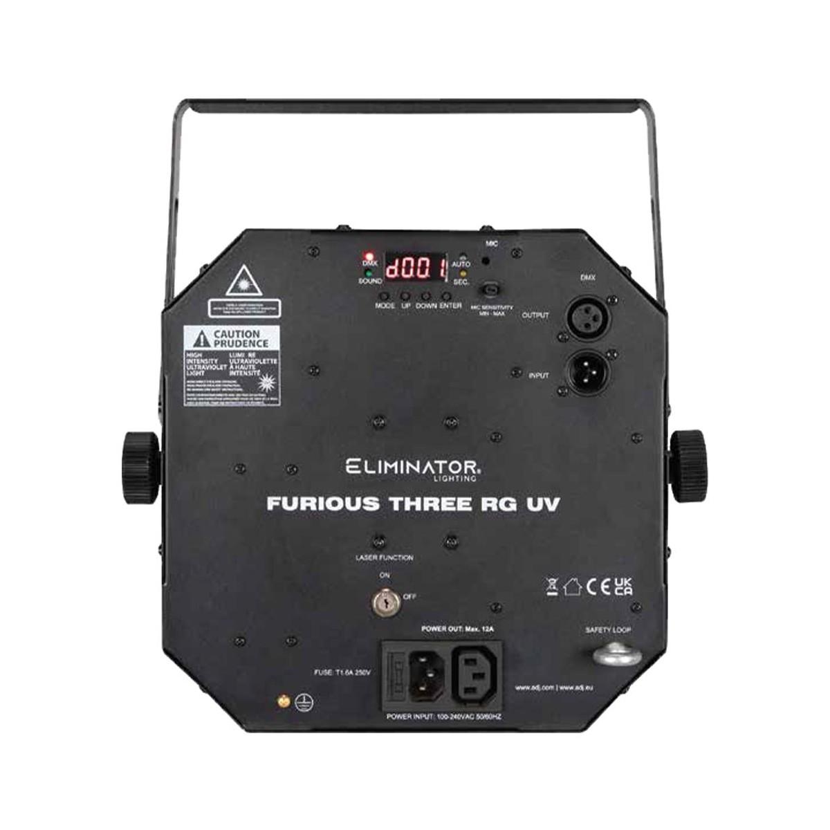ELIMINATOR FURIOUS THREE RG UV EFFETTO LUCE 3-IN-1 LED + UV + LASER<br />