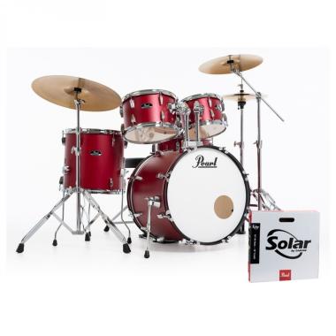 PEARL ROADSHOW PLUS RS505BC/C474 MATTE RED BATTERIA ACUSTICA CASSA 20"+ HARDWARE E PIATTI SABIAN