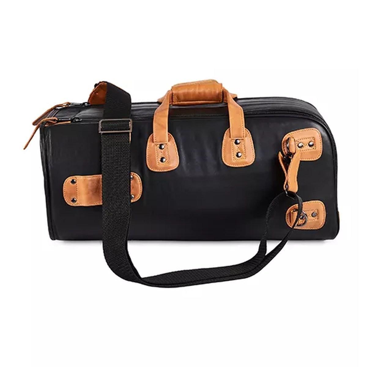 Gard 17 elk elite custodia per tromba e flicorno in pelle nera con inserti marroni