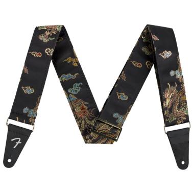 Fender satin dragon strap black tracolla per chitarra e basso