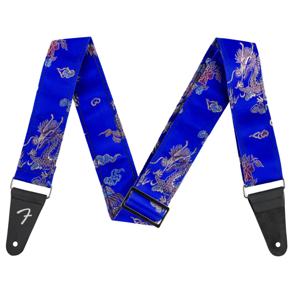 Fender satin dragon strap royal blue tracolla per chitarra e basso