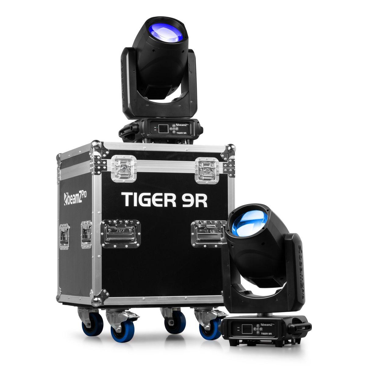 BEAMZ Tiger 9R Testa mobile spot 2pcs con flycase