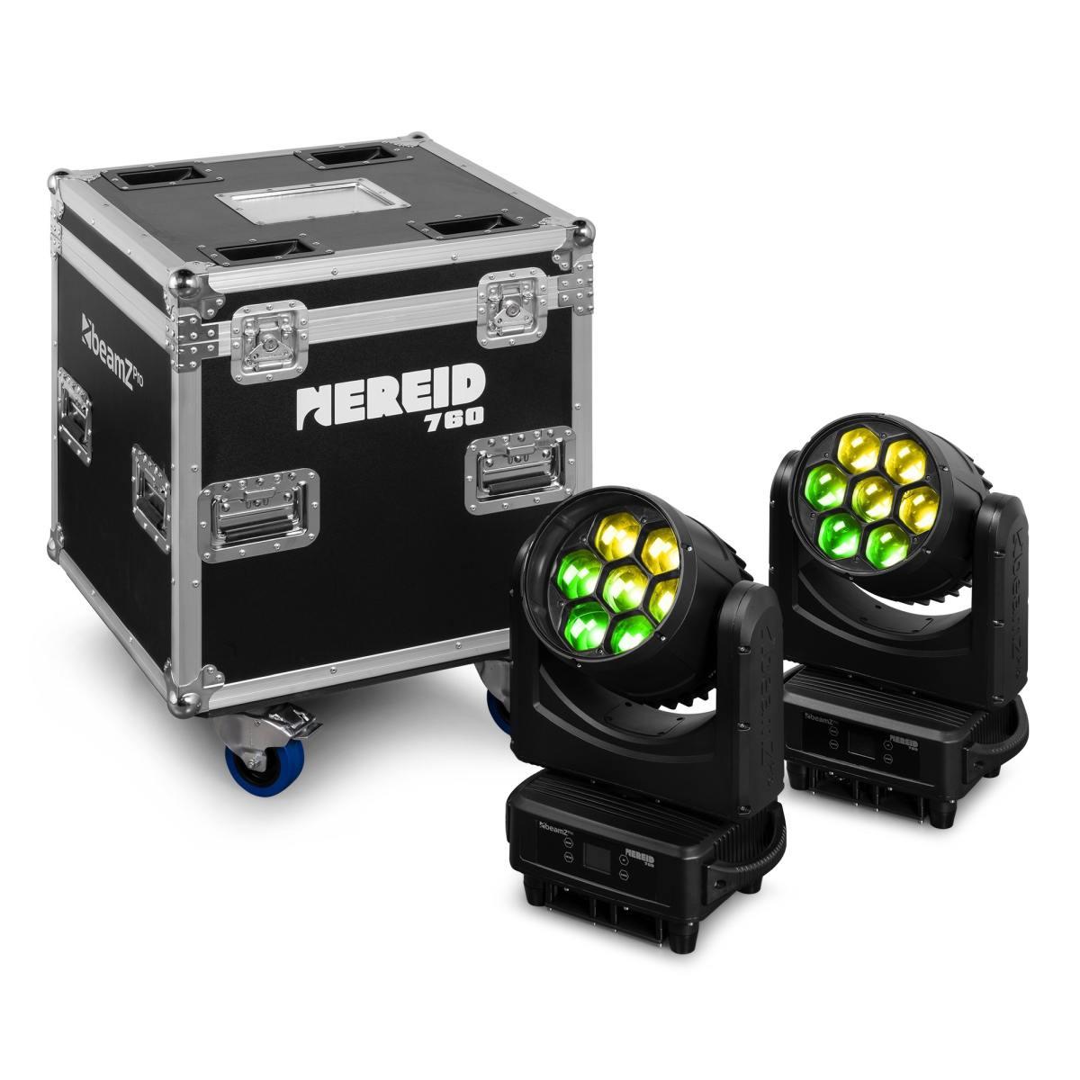 BEAMZ Nereid760 IP65 Testa mobile a LED Wash per esterni con zoom 2 pezzi con flightcase
