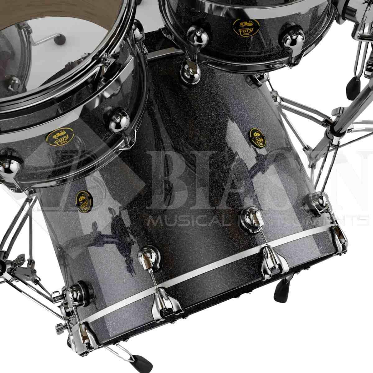 DS DRUM Fury Studio Kit Maple Shell Pack 4 pezzi Anthrax Black Sparkle Lacquer 22/10/12/16