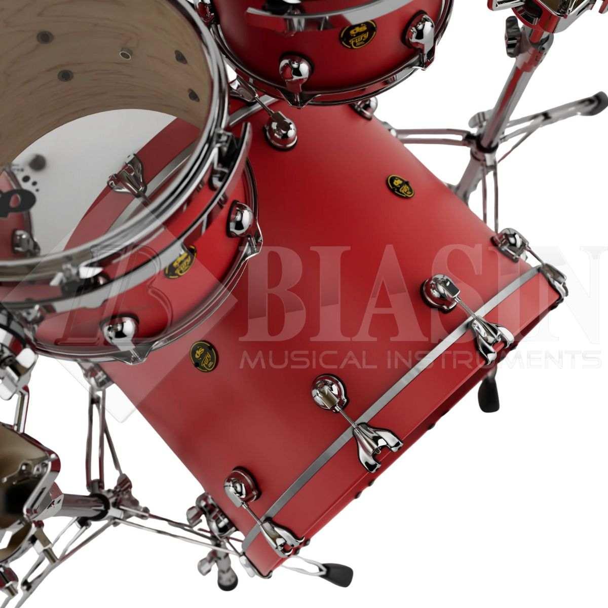 DS DRUM Fury Studio Kit Maple Shell Pack 4 pezzi Fire Red Matte Lacquer 22/10/12/16