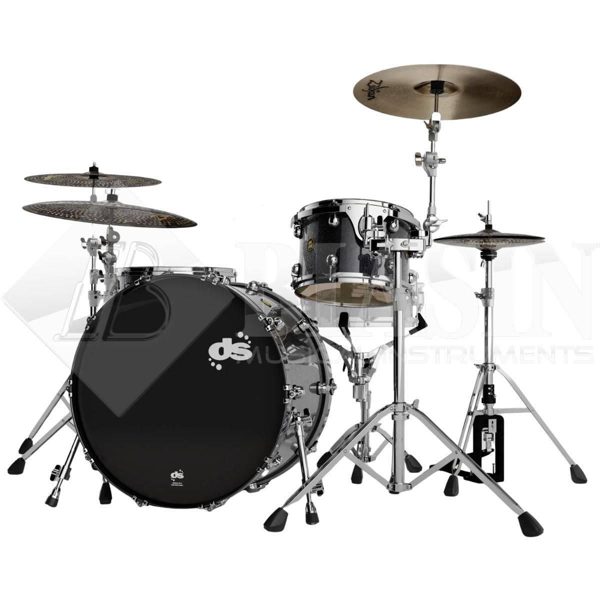 DS DRUM Fury Rock Kit Maple Shell Pack 3 pezzi Anthrax Grey Sparkle Lacquer 24/13/16