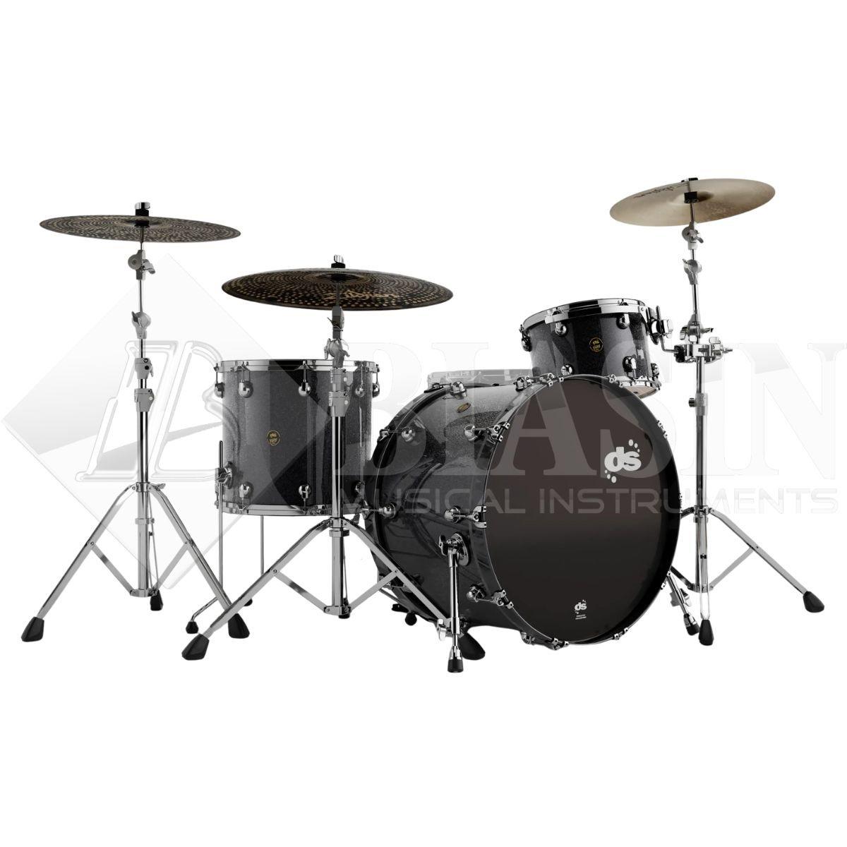 DS DRUM Fury Rock Kit Maple Shell Pack 3 pezzi Anthrax Grey Sparkle Lacquer 24/13/16