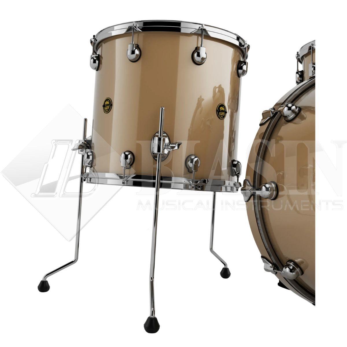 DS DRUM Fury Rock Kit Maple Shell Pack 3 pezzi Caramel Brass Lacquer 24/13/16