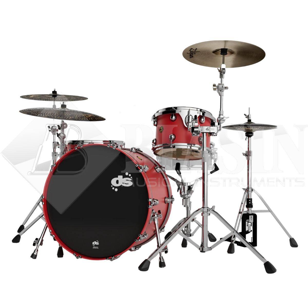 DS DRUM Fury Rock Kit Maple Shell Pack 3 pezzi Fire Red Matte Lacquer 24/13/16