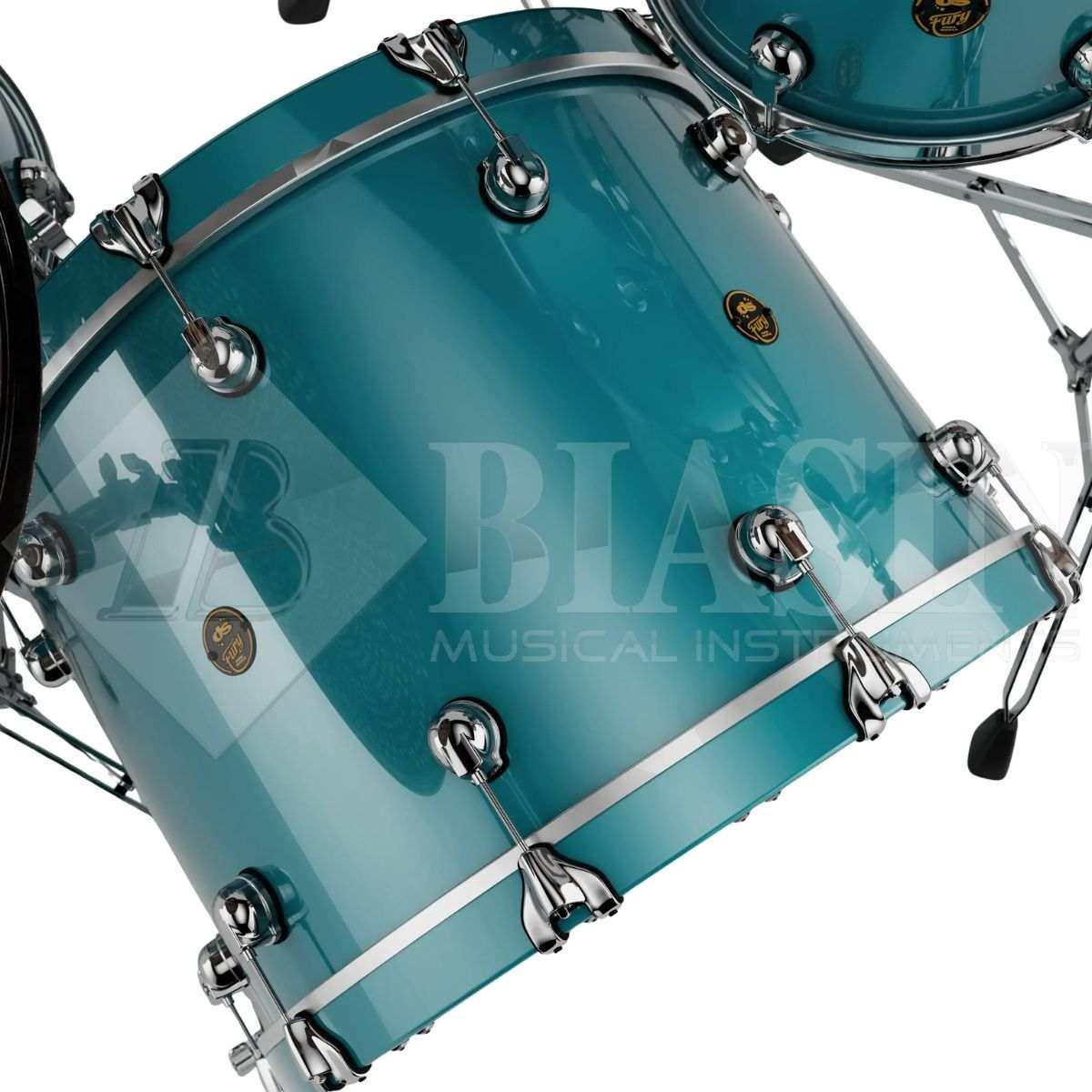 DS DRUM Fury Rock Kit Maple Shell Pack 3 pezzi Metallic Teal Lacquer 24/13/16