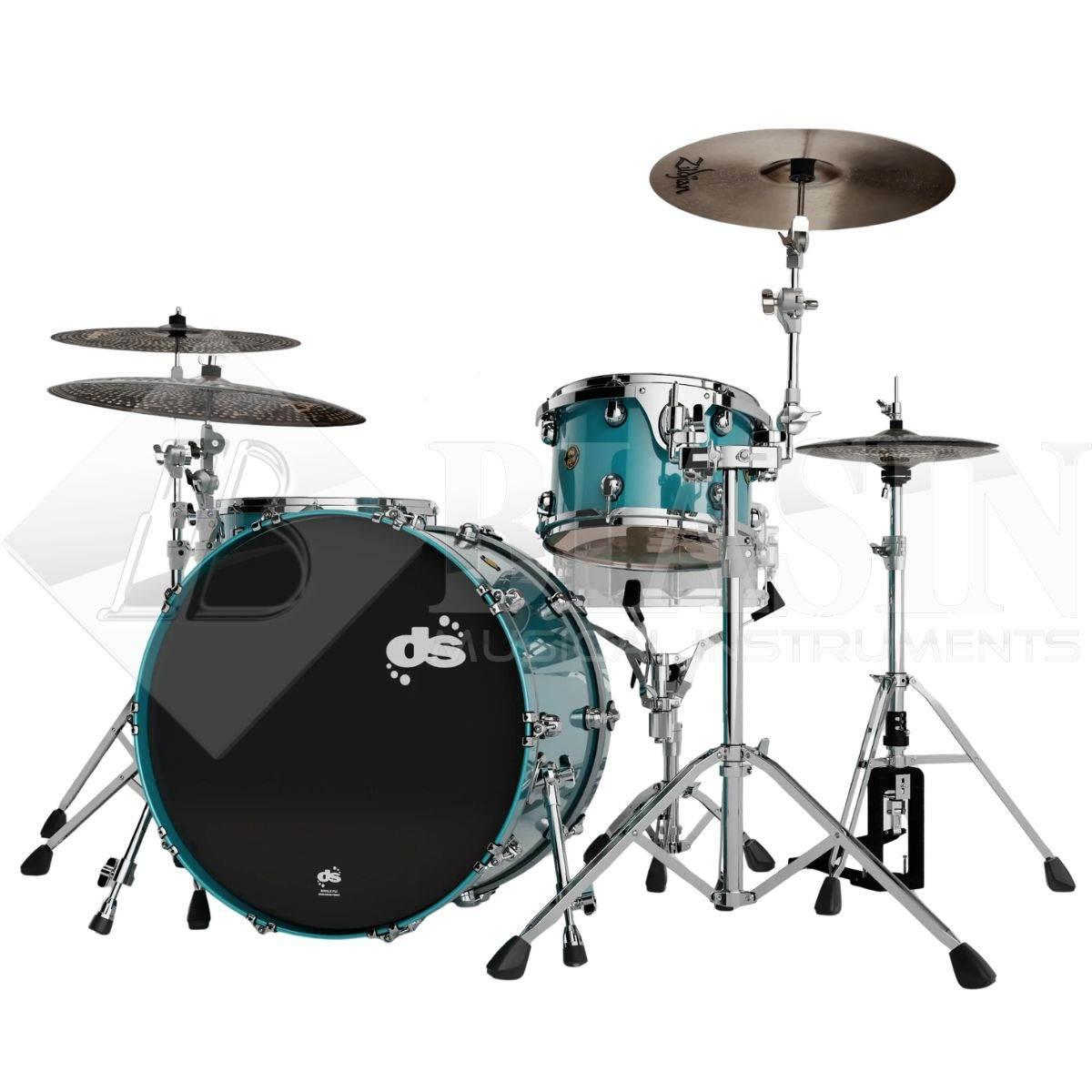 DS DRUM Fury Rock Kit Maple Shell Pack 3 pezzi Metallic Teal Lacquer 24/13/16
