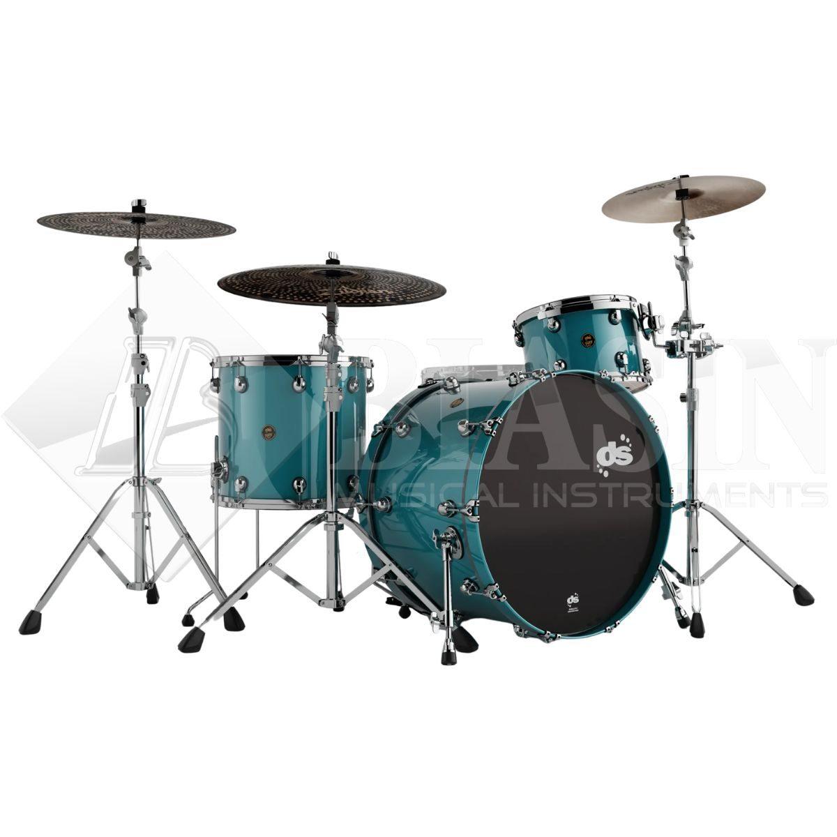 DS DRUM Fury Rock Kit Maple Shell Pack 3 pezzi Metallic Teal Lacquer 24/13/16