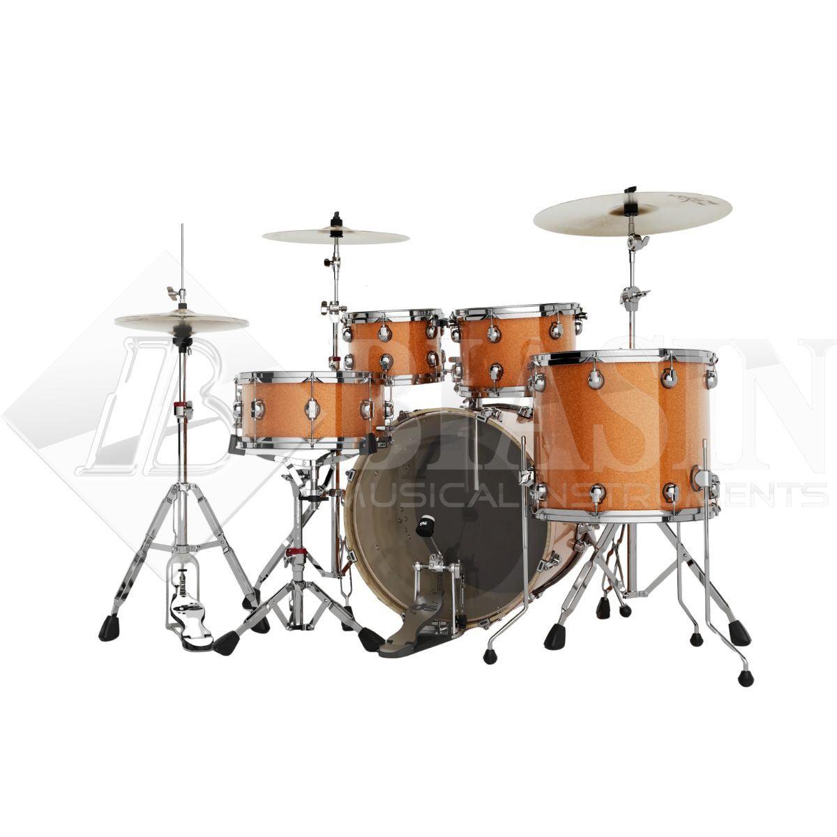 DS DRUM GrooveMaster Studio Kit Birch 5 pezzi Orange Galaxy Wrap 22/10/12/16/14SD + Hardware 300 Series