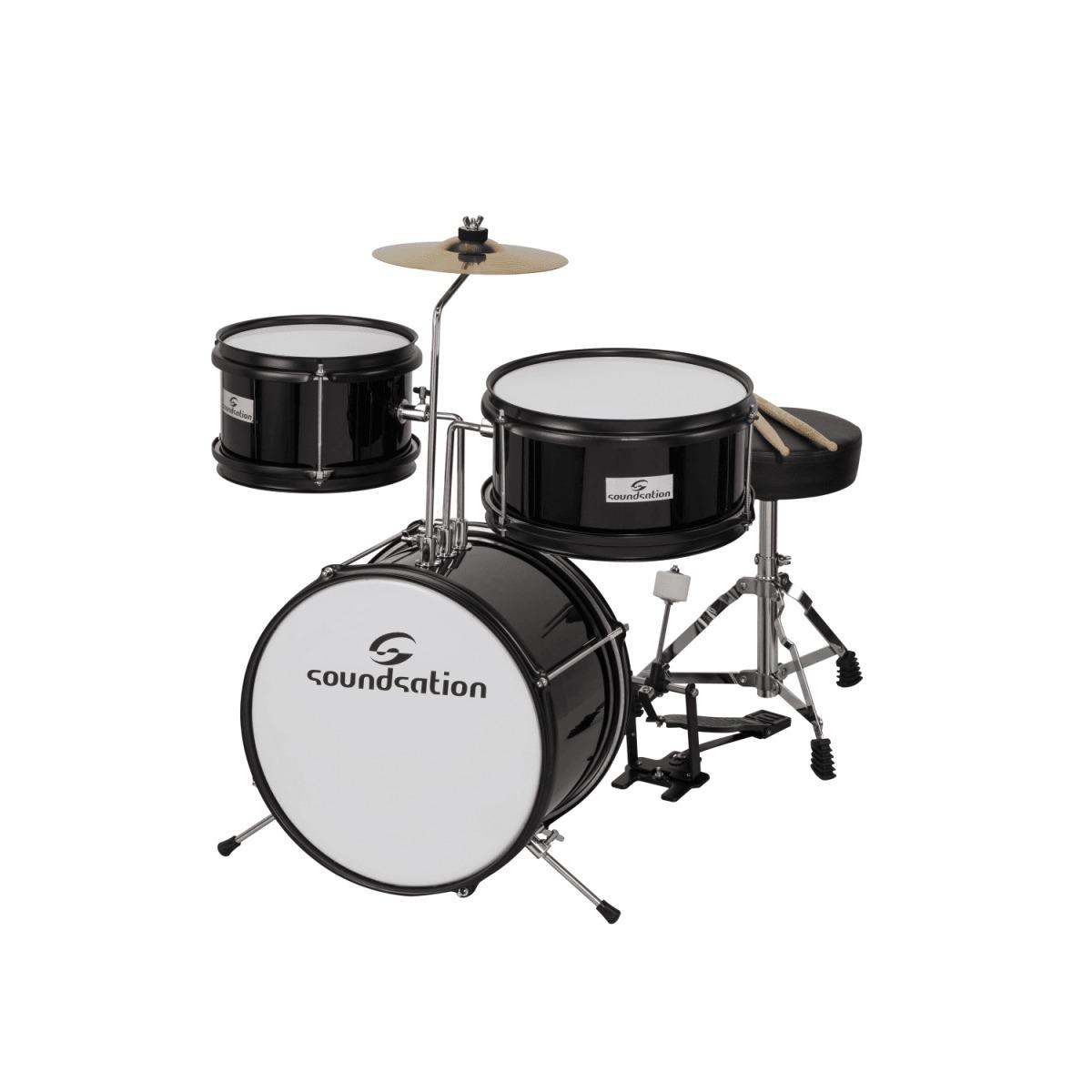 Soundsation jdk313-bk black batteria acustica per bambini da 3 fusti completa