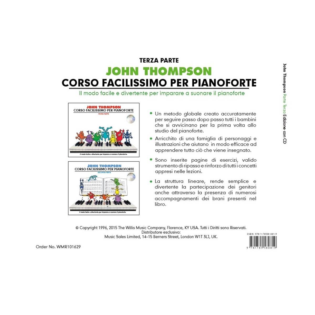 Corso facilissimo di pianoforte vol.3 thompson 18 + audio online