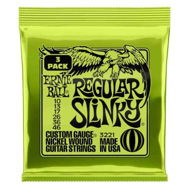 Ernie ball po3221 pacco 3 muta di corde regular slinky 010-046